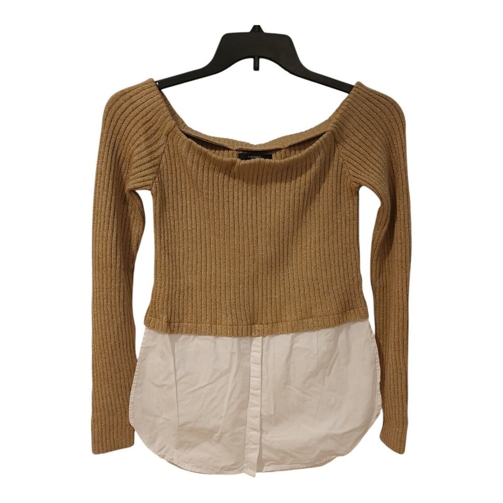 Forever 21 Faux Layered Sweater/ White Button Down Size Medium